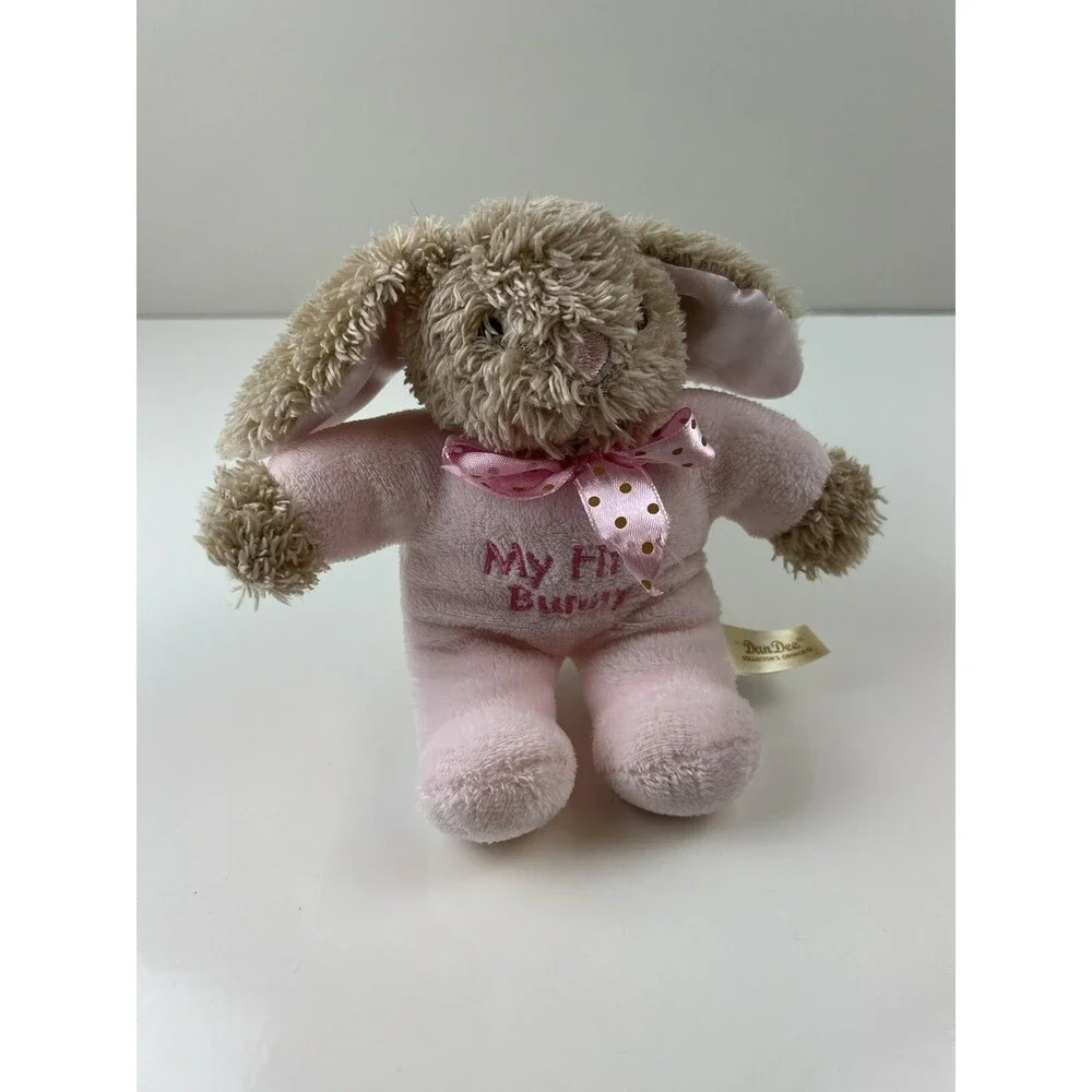 Dan Dee Pink Plush Stuffed Animal My First Bunny Satin Ears Rattle Baby Lovey